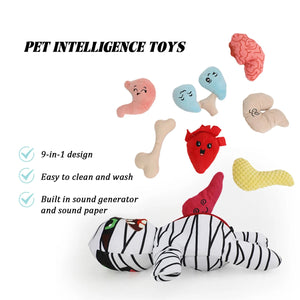 Mummy Plush Dog Toy Set 9-in-1 Interactive