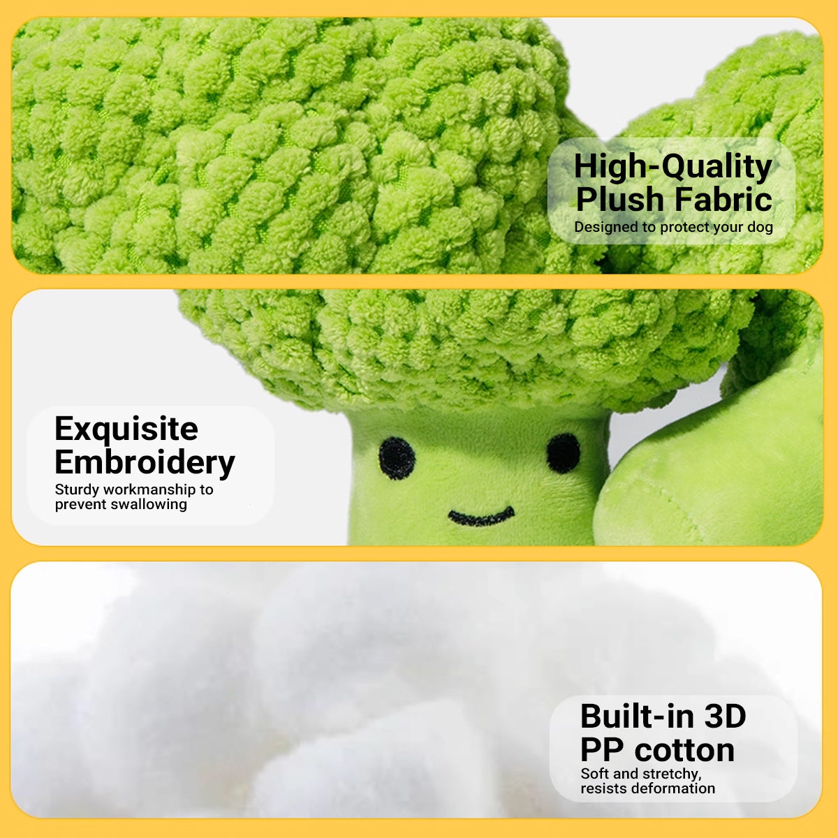 Broccoli Dog Plush Toy With Squeaker