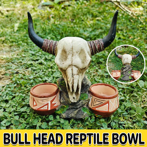 Bull Head Reptile Water Bowl High-Quality Non-Toxic Resin Reptile Dish Decor