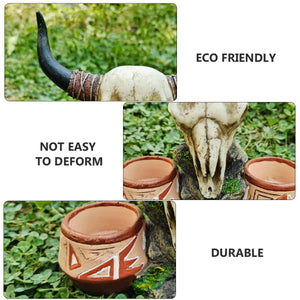 Bull Head Reptile Water Bowl High-Quality Non-Toxic Resin Reptile Dish Decor