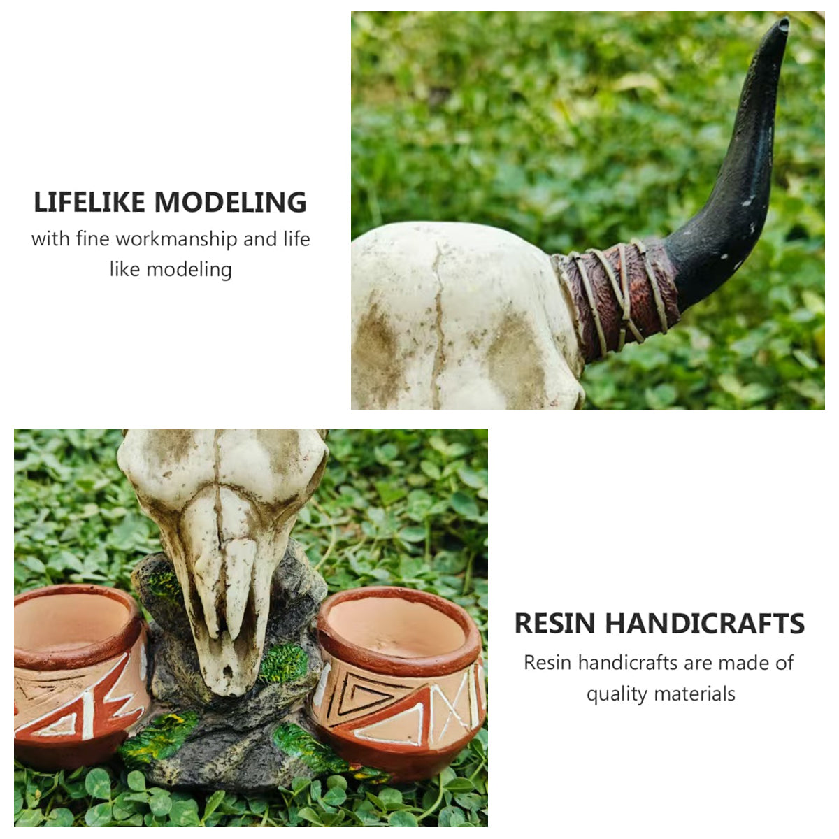 Bull Head Reptile Water Bowl High-Quality Non-Toxic Resin Reptile Dish Decor
