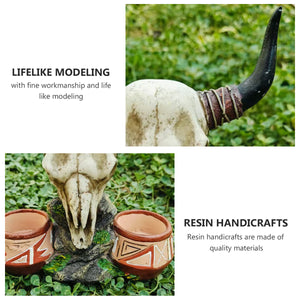 Bull Head Reptile Water Bowl High-Quality Non-Toxic Resin Reptile Dish Decor