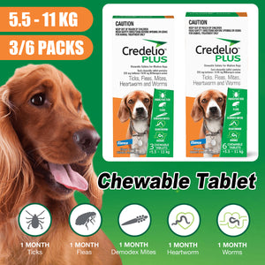 Credelio Plus Chewable Tablets For Medium Dogs 5.6-11kg