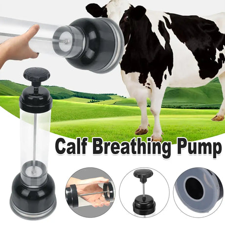 Calf pump device for newborn resuscitation with adjustable suction
