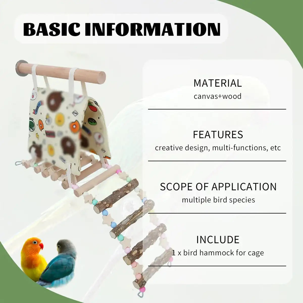 Canvas Bird Hammock with Ladder