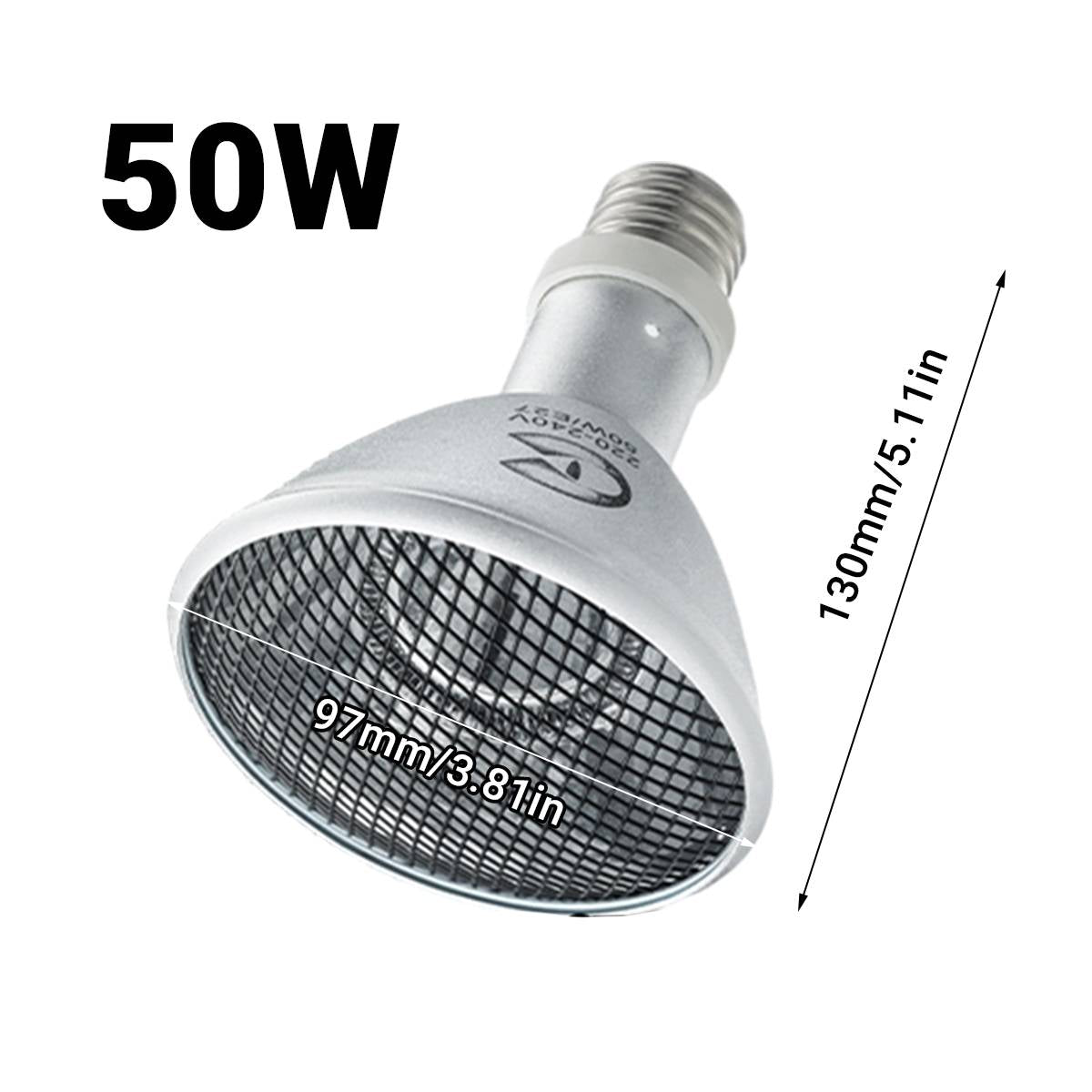 Reptile Heat Lamp 50W - Cleen Far Infrared Carbon Fiber Bulb