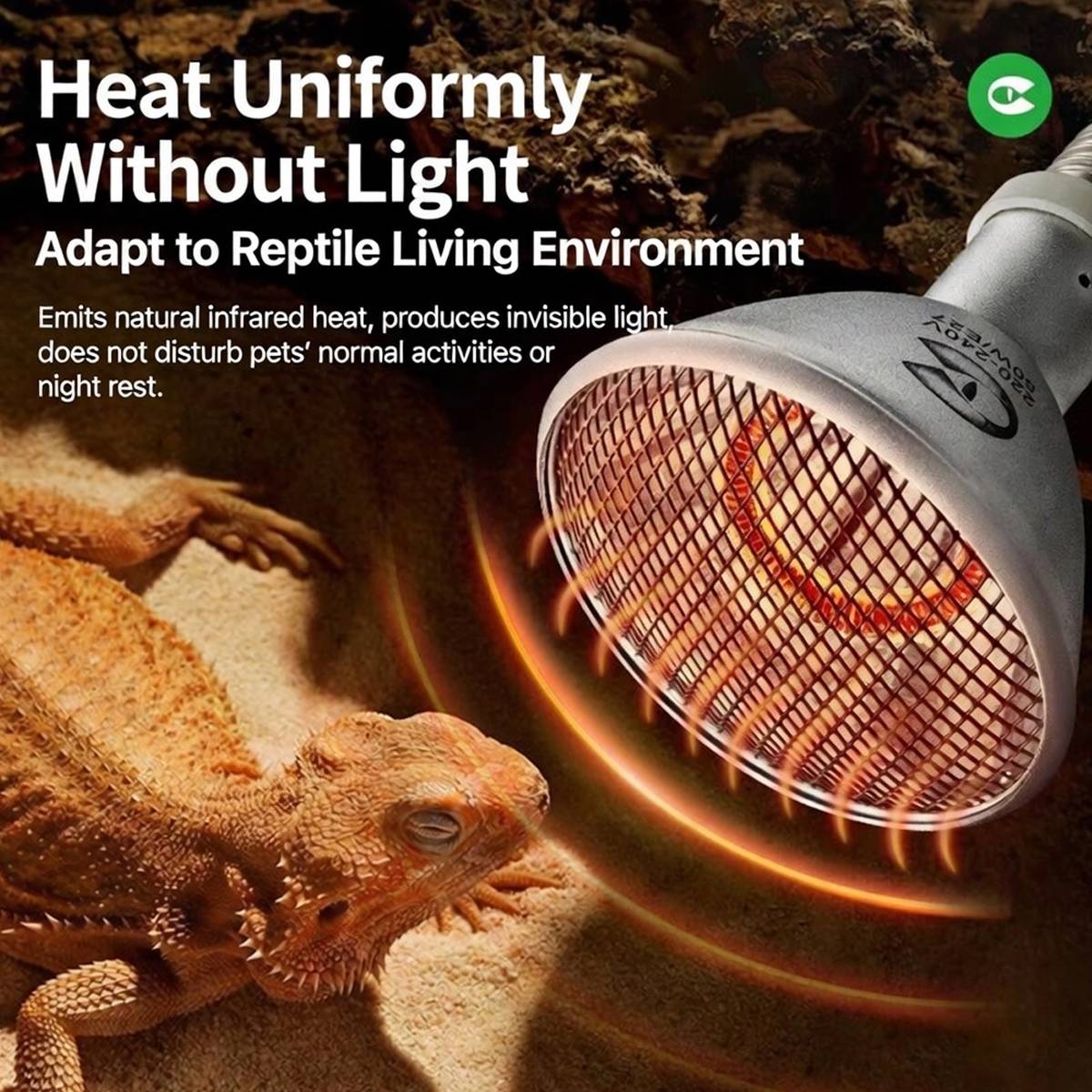 Reptile Heat Lamp 50W - Cleen Far Infrared Carbon Fiber Bulb