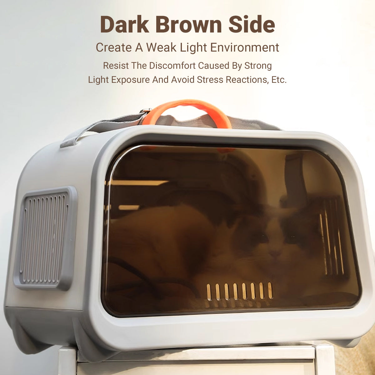 Portable Cat Carrier with Thermometer and Sherpa Pad