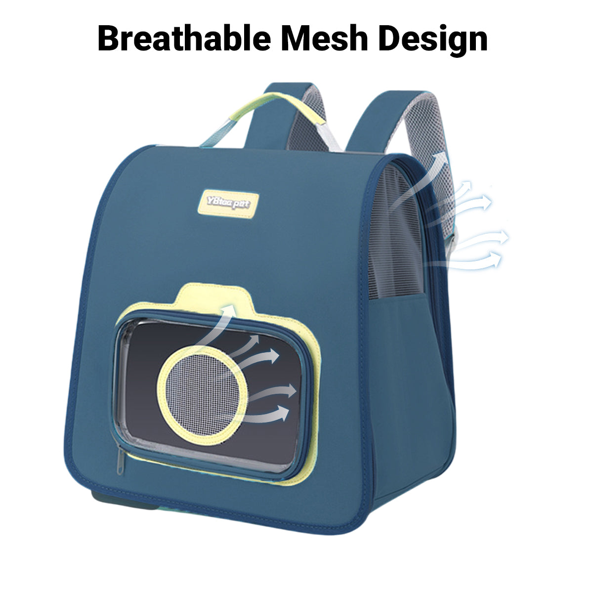 Portable Pet Backpack Blue Nylon Breathable Travel Carrier
