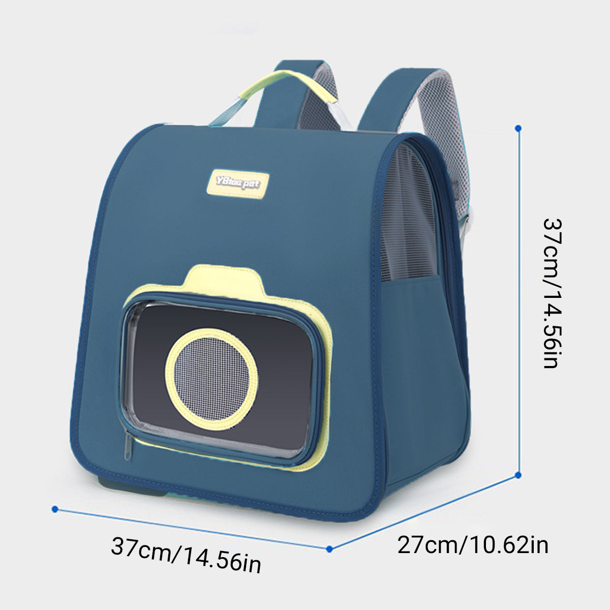Portable Pet Backpack Blue Nylon Breathable Travel Carrier