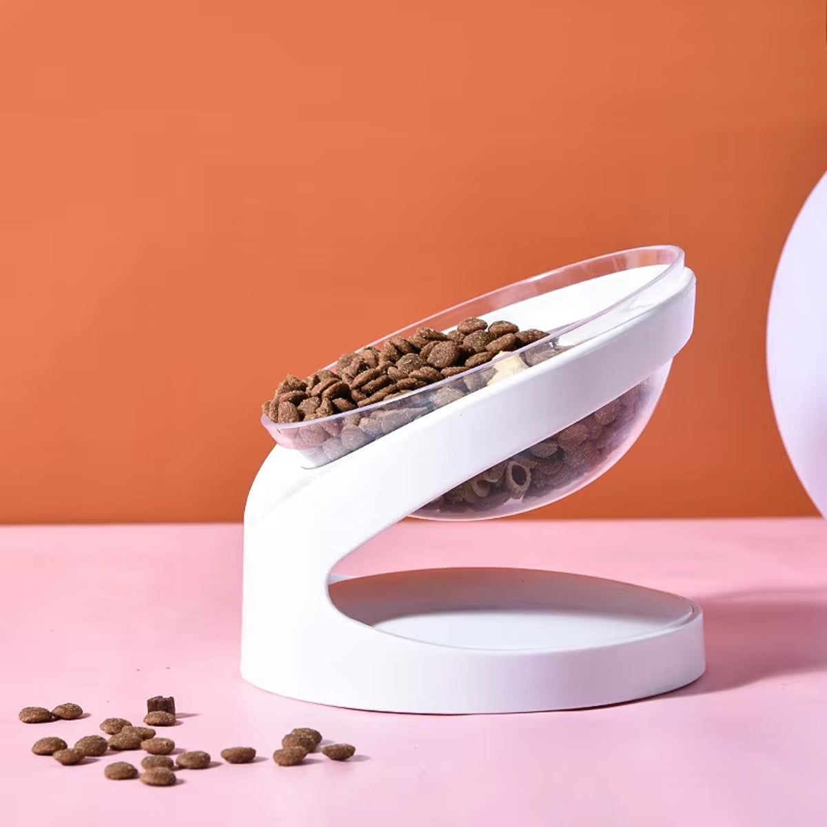 15° Tilted Cat Bowl Elevated Anti-Slip Pet Feeder for Cats & Dogs