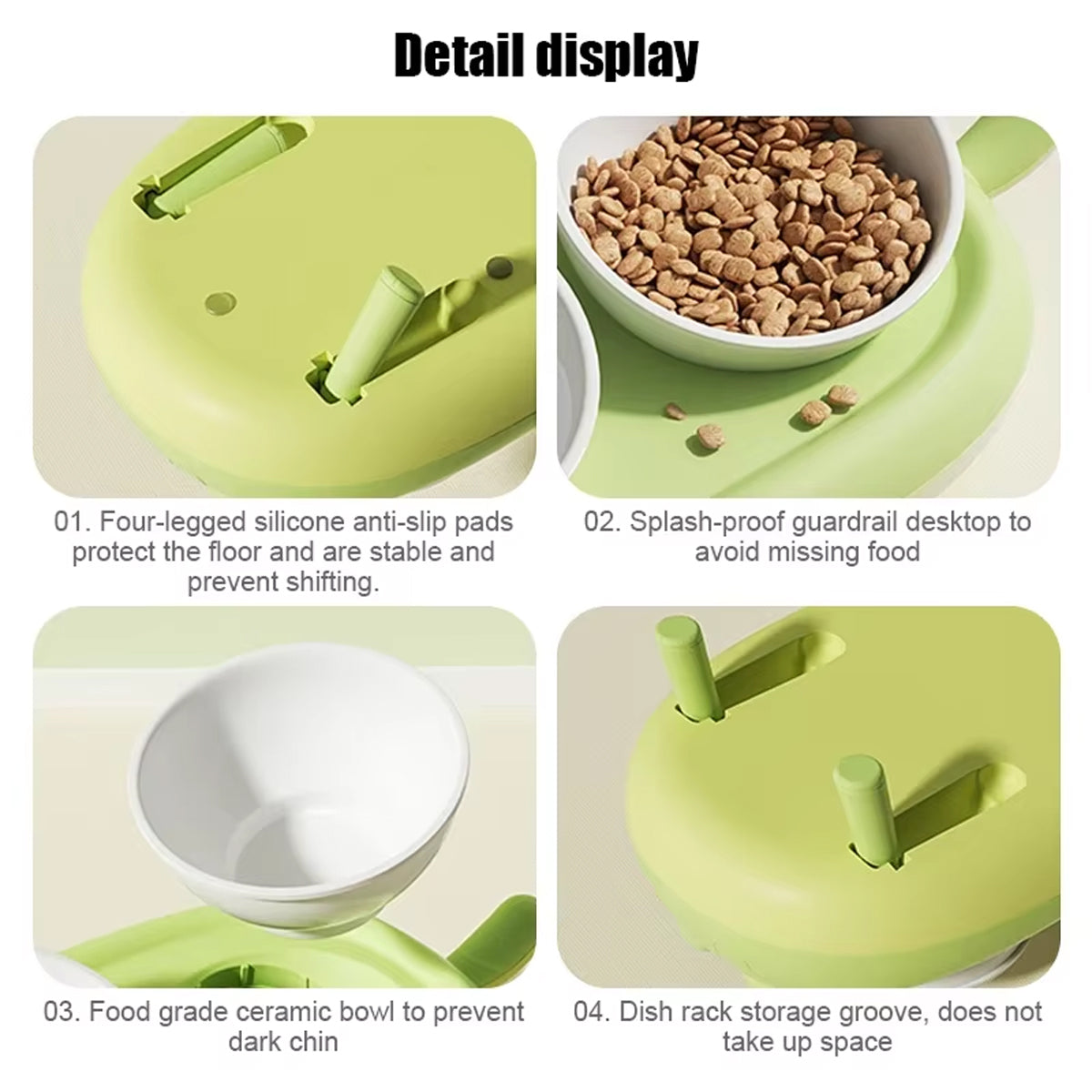 Pet Ceramic Bowl Double Feeder With Tilted Stand