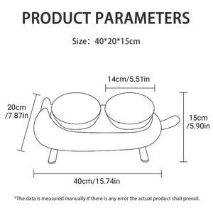 Pet Ceramic Bowl Double Feeder With Tilted Stand