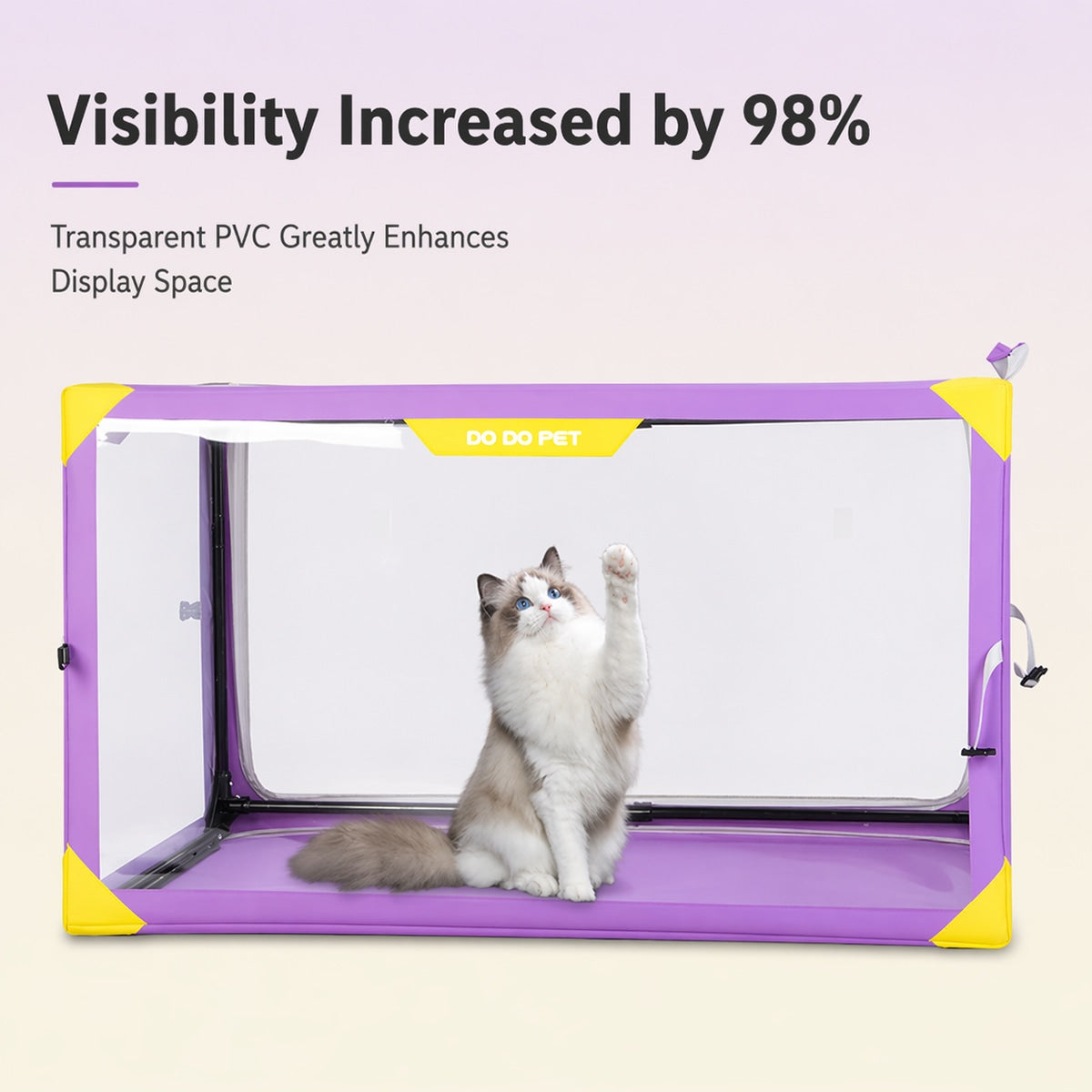 DODOPET Foldable Cat Cage, Portable Transparent Pet Playpen