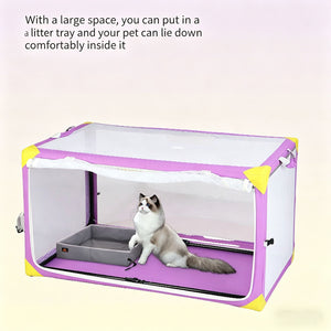 DODOPET Foldable Cat Cage, Portable Transparent Pet Playpen