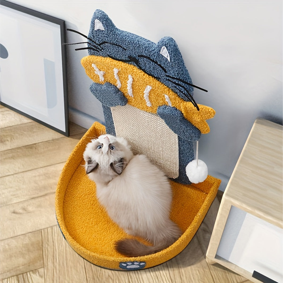 Sisal Cat Climbing Frame with Bed and Interactive Toy Ball
