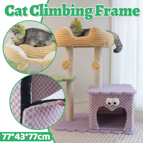 Large plush cat tree with condo hammock and scratching post – product view 2