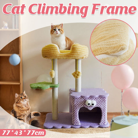Large plush cat tree with condo hammock and scratching post