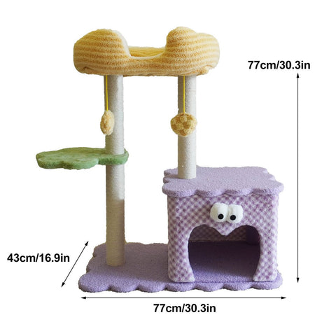 Large plush cat tree with condo hammock and scratching post – product view 4