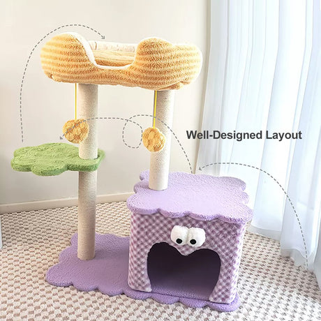 Large plush cat tree with condo hammock and scratching post – product view 14