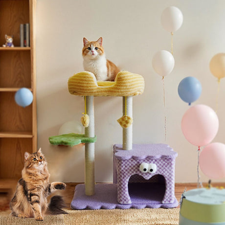 Large plush cat tree with condo hammock and scratching post – product view 5