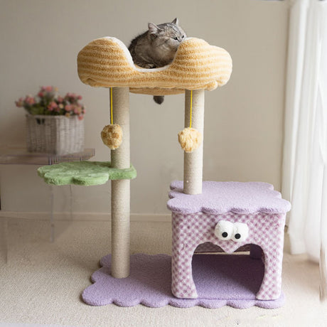 Large plush cat tree with condo hammock and scratching post – product view 6