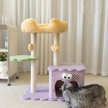 Large plush cat tree with condo hammock and scratching post – product view 7
