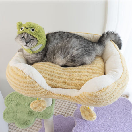 Large plush cat tree with condo hammock and scratching post – product view 9