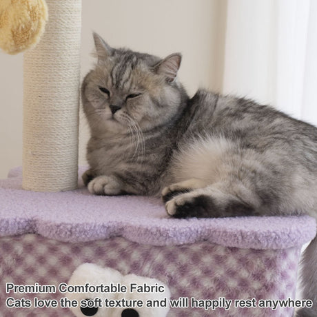 Large plush cat tree with condo hammock and scratching post – product view 10
