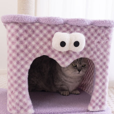 Large plush cat tree with condo hammock and scratching post – product view 11