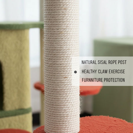 Large flower cat tree with condo and scratching posts – product view 8