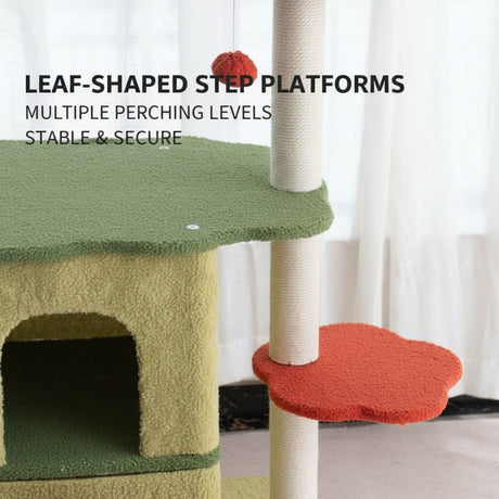 Large flower cat tree with condo and scratching posts – product view 9