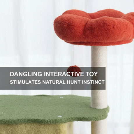 Large flower cat tree with condo and scratching posts – product view 10