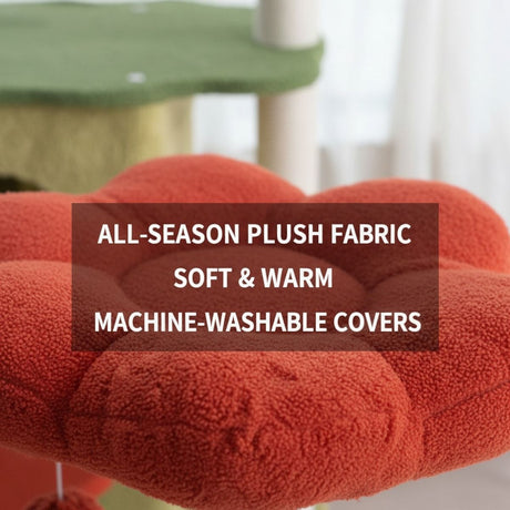 Large flower cat tree with condo and scratching posts – product view 12