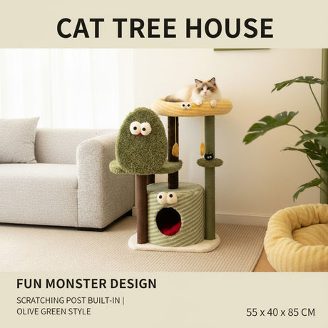 Multi-level cat tree with condo and scratching posts