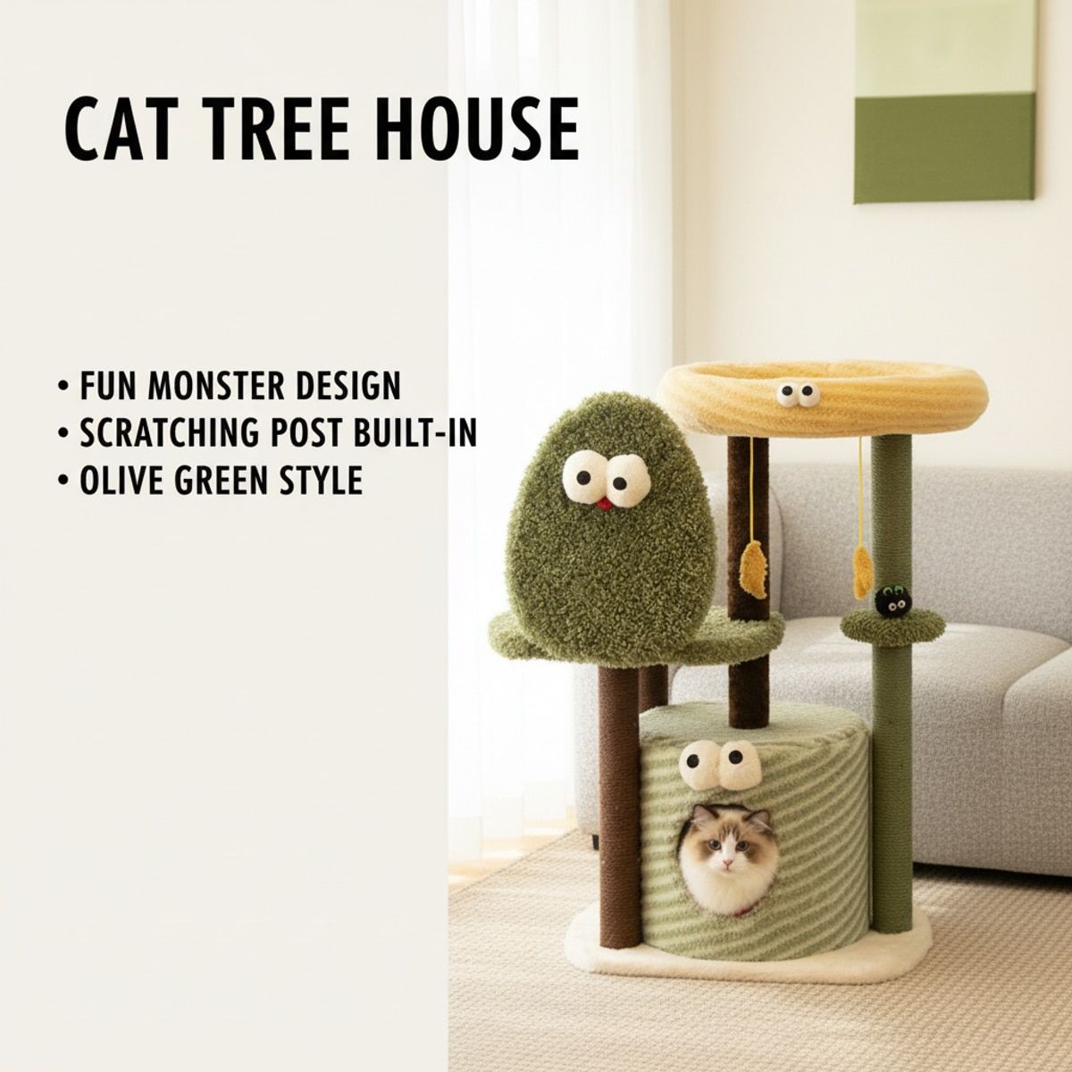 Monster Cat Tree - Multi-Level Cat Condo with Scratching Posts