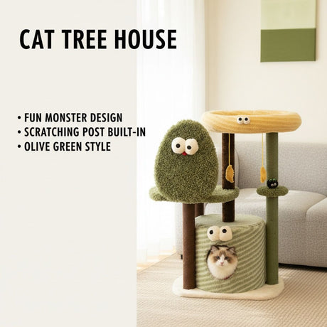 Multi-level cat tree with condo and scratching posts – product view 2