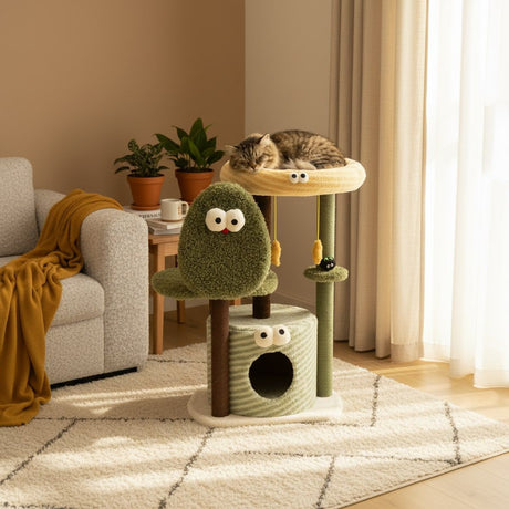 Multi-level cat tree with condo and scratching posts – product view 12