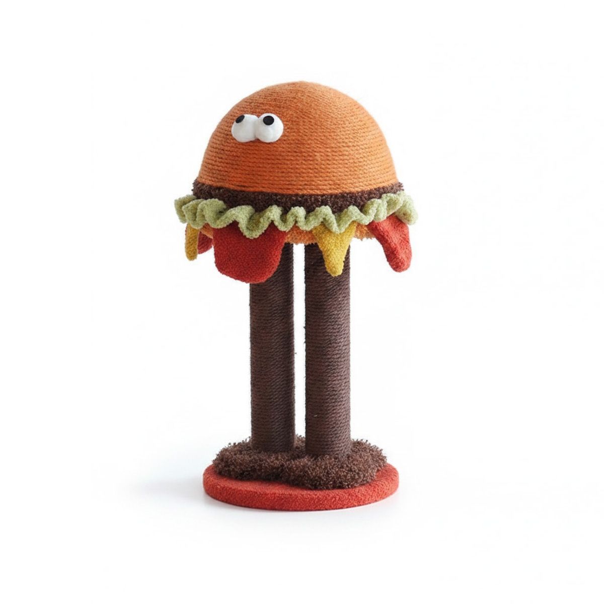 Burger Cat Scratcher Post - Sisal Rope Cat Toy Tower