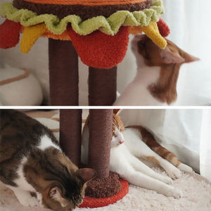 Burger Cat Scratcher Post - Sisal Rope Cat Toy Tower