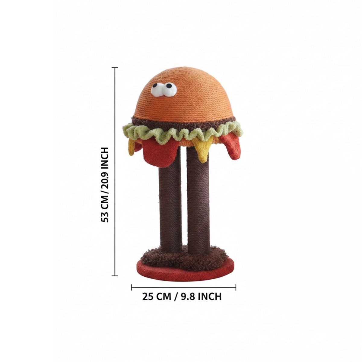 Burger Cat Scratcher Post - Sisal Rope Cat Toy Tower