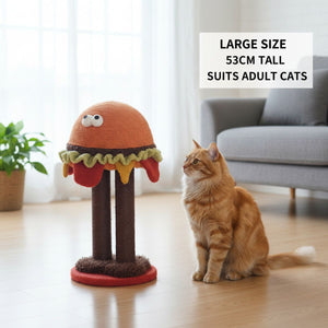 Burger Cat Scratcher Post - Sisal Rope Cat Toy Tower