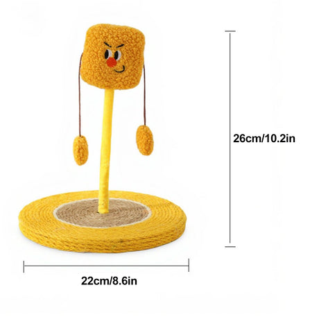 Yellow plush rocking fruit cat scratcher and bed – product view 4