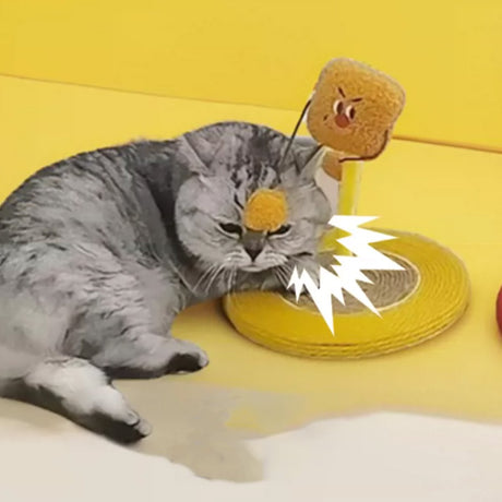 Yellow plush rocking fruit cat scratcher and bed – product view 13