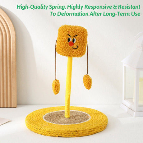 Yellow plush rocking fruit cat scratcher and bed – product view 5
