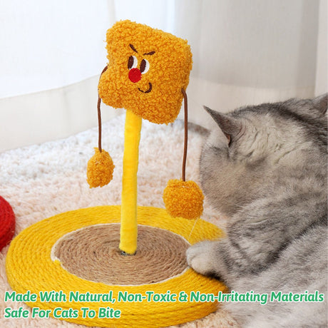Yellow plush rocking fruit cat scratcher and bed – product view 6