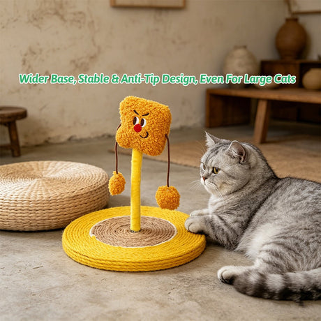 Yellow plush rocking fruit cat scratcher and bed – product view 8