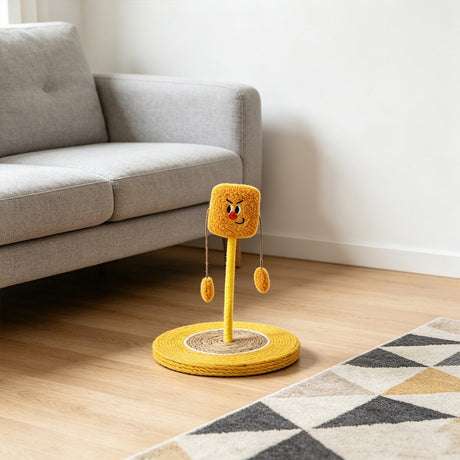 Yellow plush rocking fruit cat scratcher and bed – product view 9