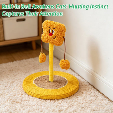 Yellow plush rocking fruit cat scratcher and bed – product view 10