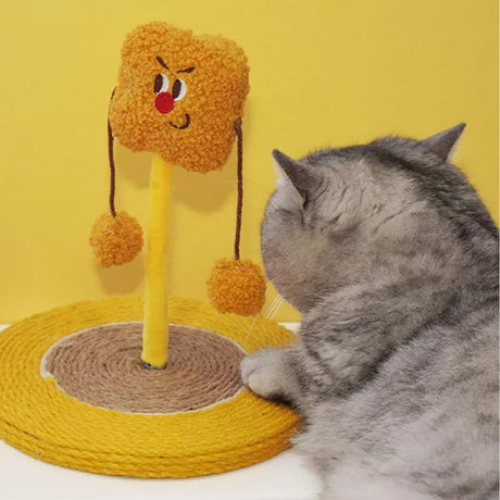 Yellow plush rocking fruit cat scratcher and bed – product view 11